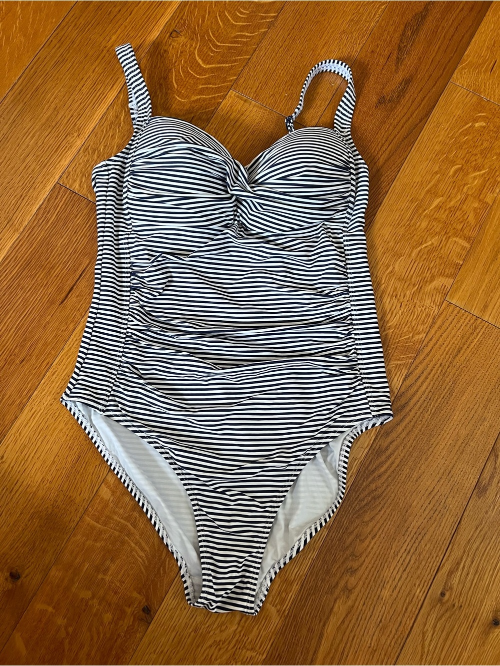 Navy & White Striped One-Piece Swimsuit